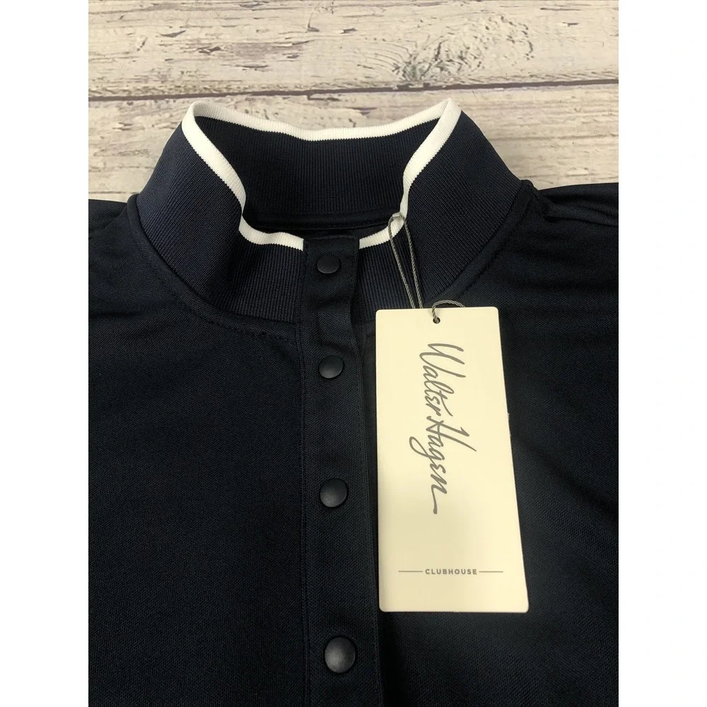 Walter Hagen Womens Clubhouse Sleeveless Golf Mock Polo Dark Navy Sz large
